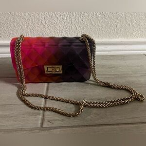 Two-tone Jelly Purse with Gold Chain